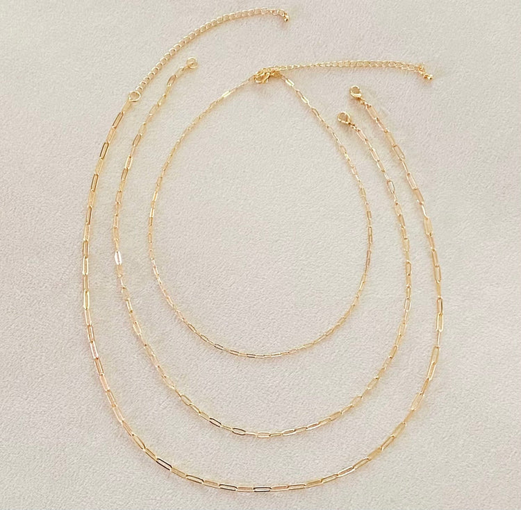 3 Separate Gold Chain Link Necklaces