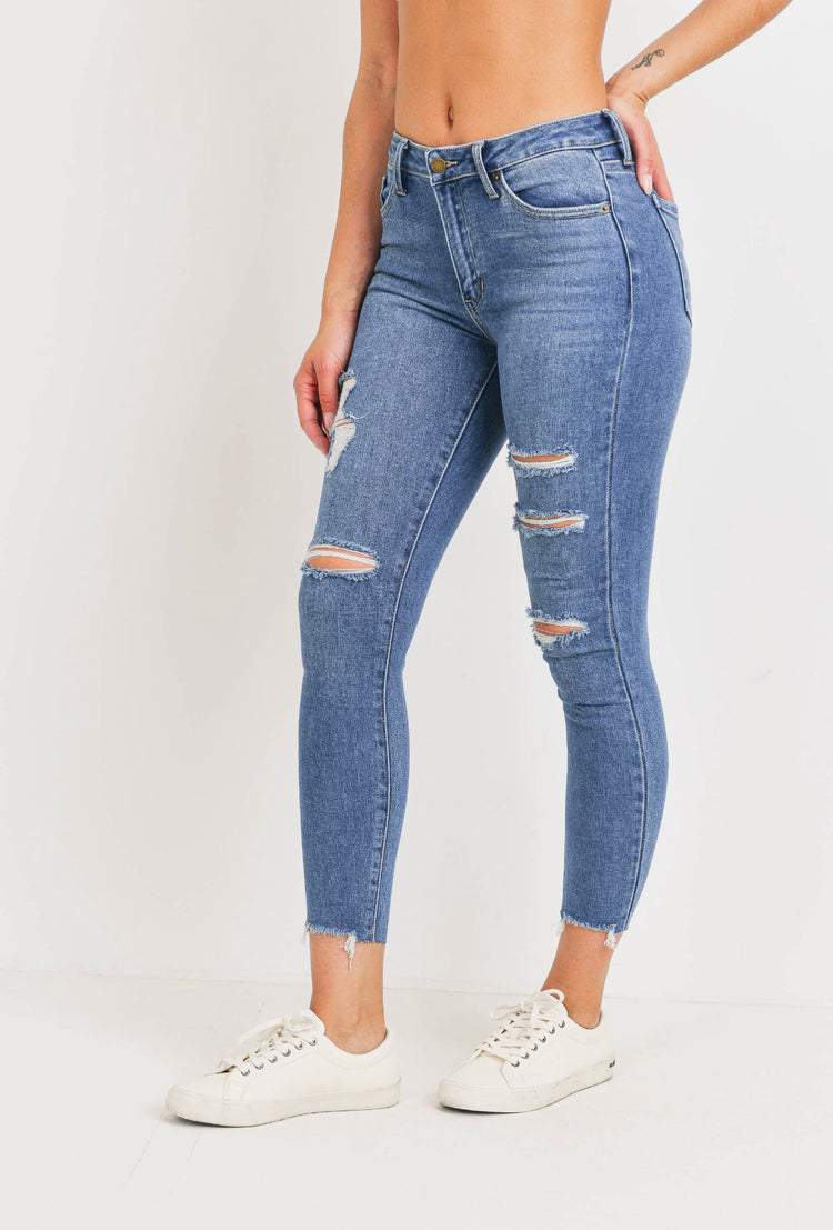 High Rise Distressed Skinny Jeans