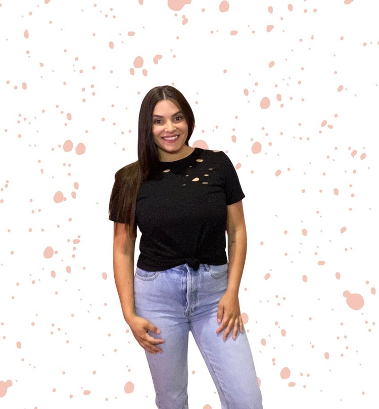 Black Ripped/ Distressed T Shirt
