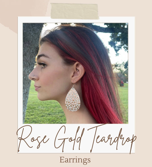 Rose Gold Leopard Teardrop Earrings
