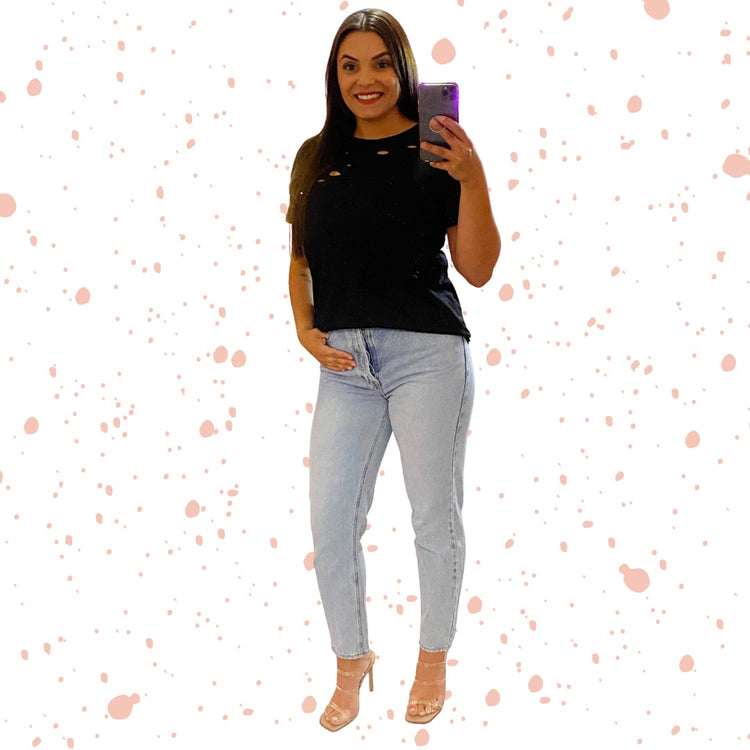 Black Ripped/ Distressed T Shirt